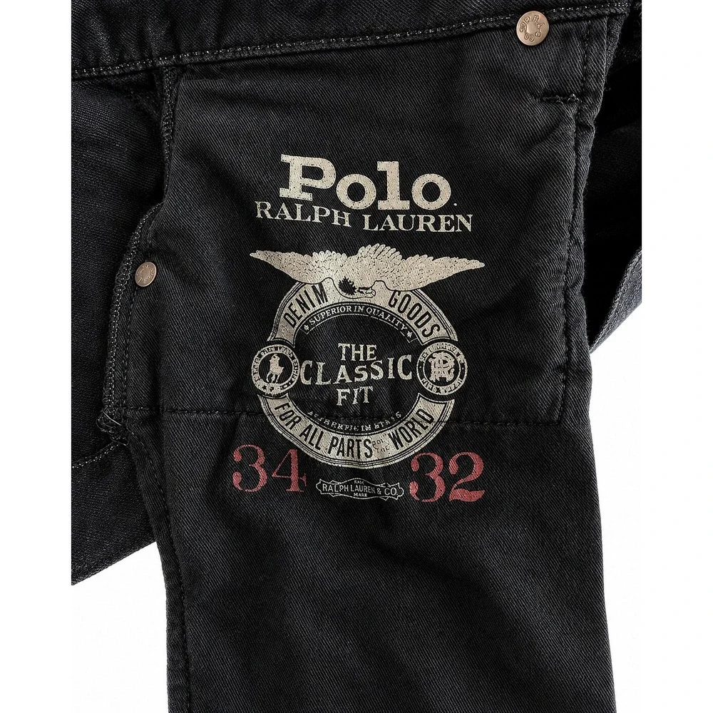 Polo Ralph Lauren Classic Jeans Men 34x32 Black Excellent Straight Leg Stretch
